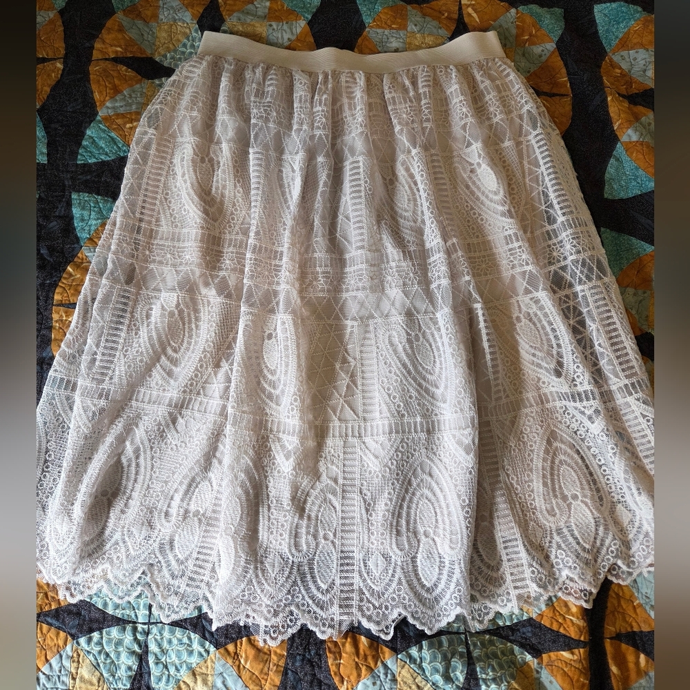 Miss Pinky Women's White Lace Skirt Size L